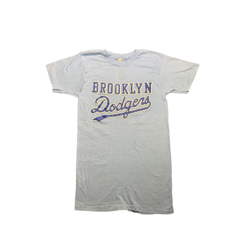 Vintage 70s Brooklyn Dodgers Graphic T-Shirt Blue Cotton Baseball